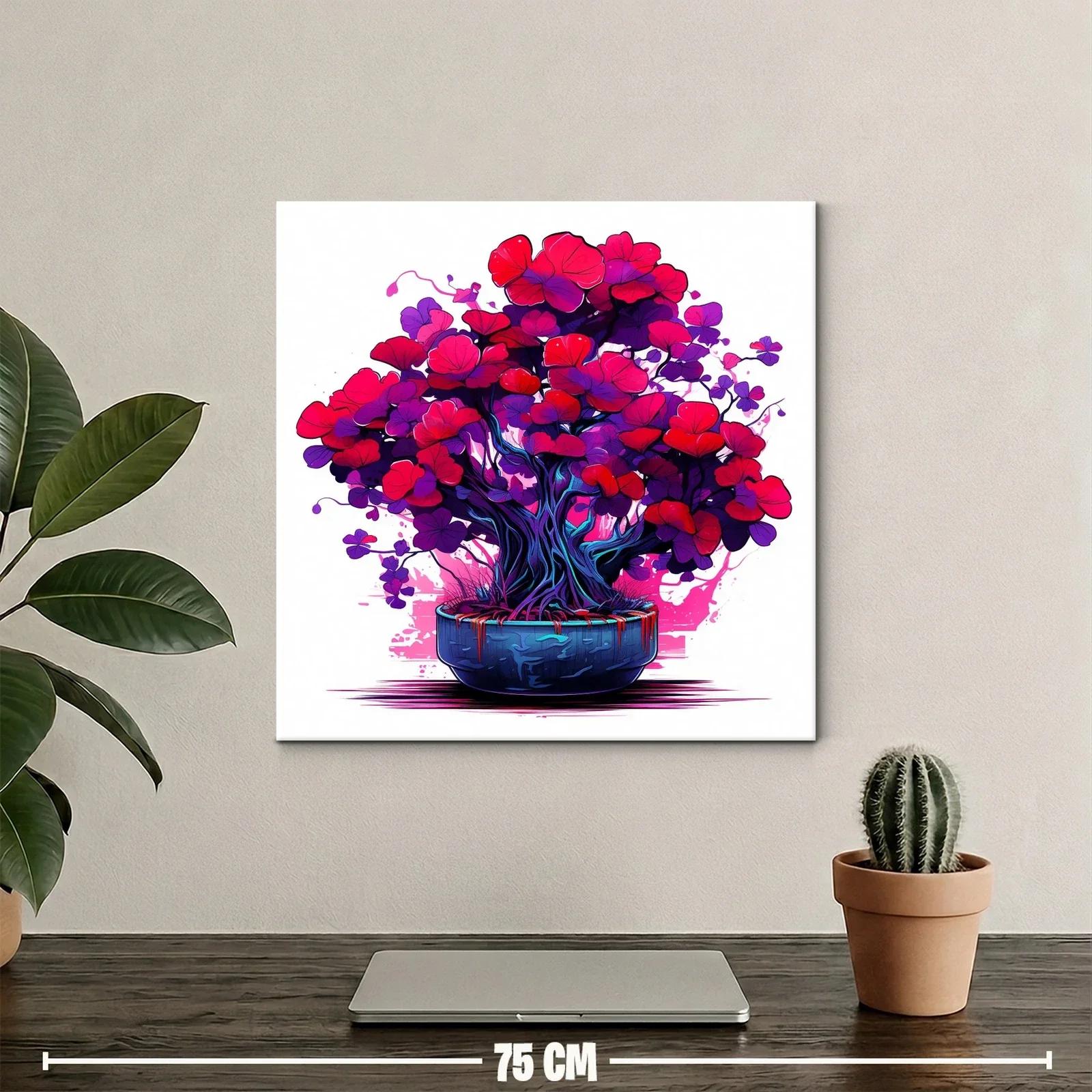 Cuadro vibrante de árbol floral en tonos rojos y púrpuras — miniatura 2