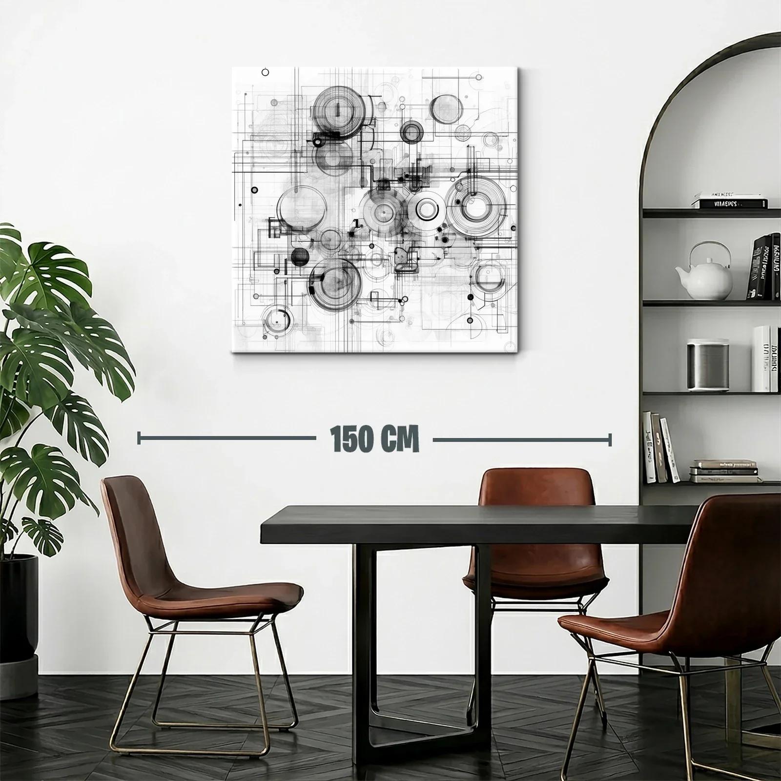 Composición abstracta en grises con formas circulares y líneas precisas — miniatura 2