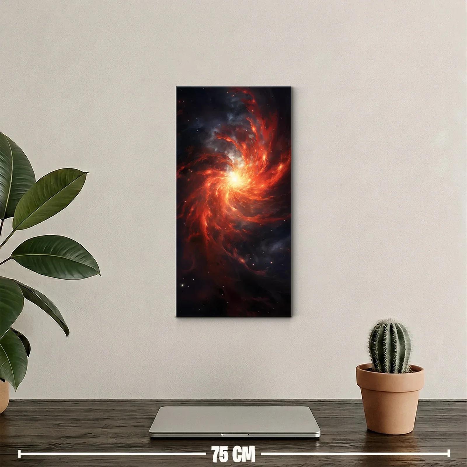 Cuadro galaxia espiral con brazos rojizos y anaranjados — miniatura 2