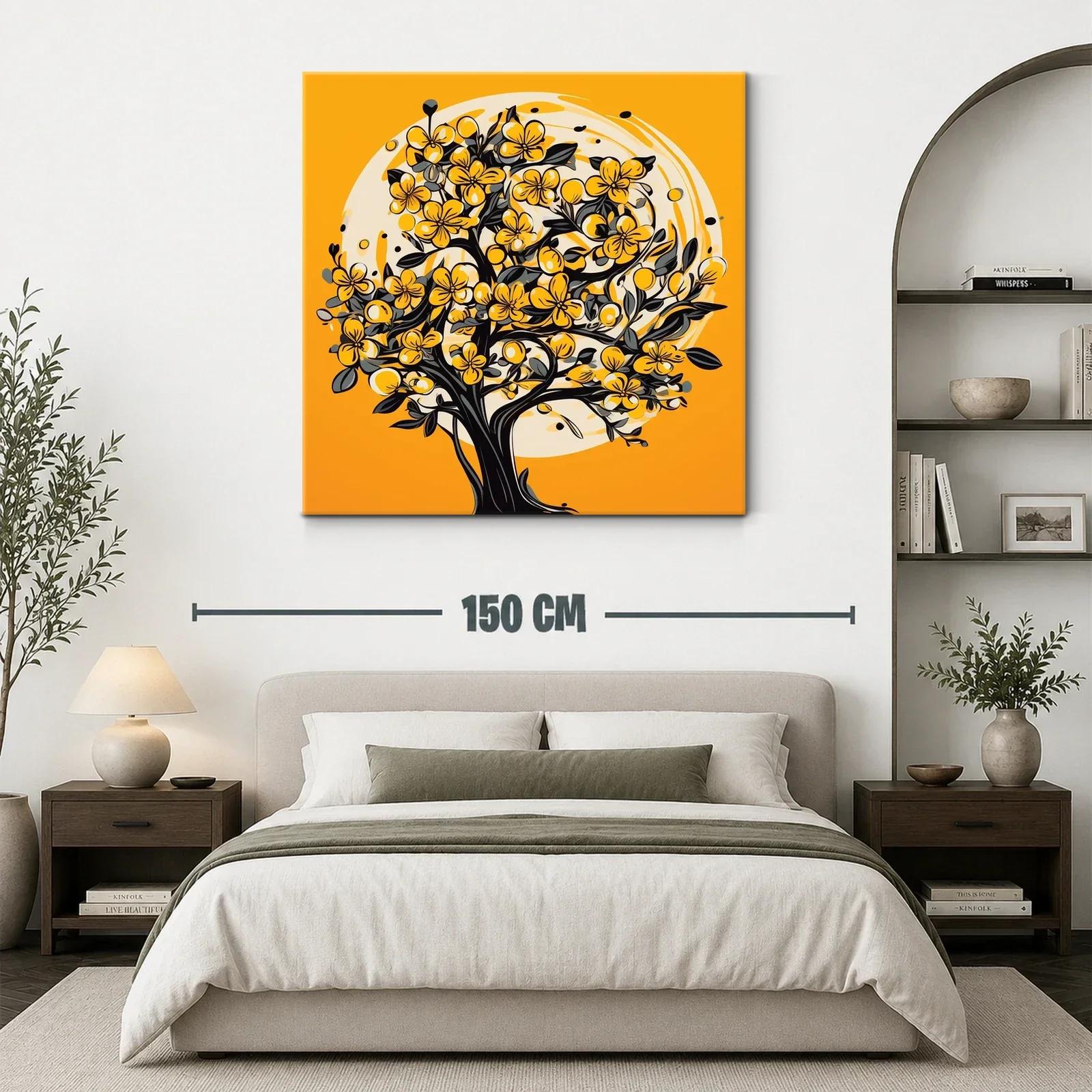 Arbol florido en tonos cálidos para ambientar tu hogar — miniatura 3