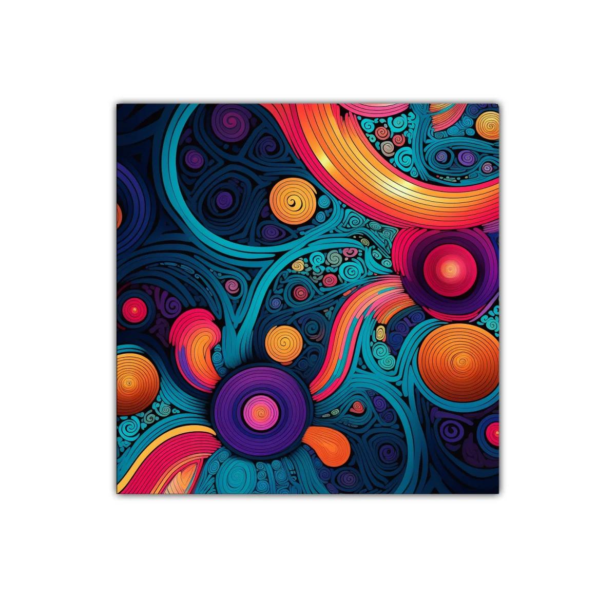 Cuadro decorativo con diseño abstracto y vibrantes espirales coloridas — miniatura 1