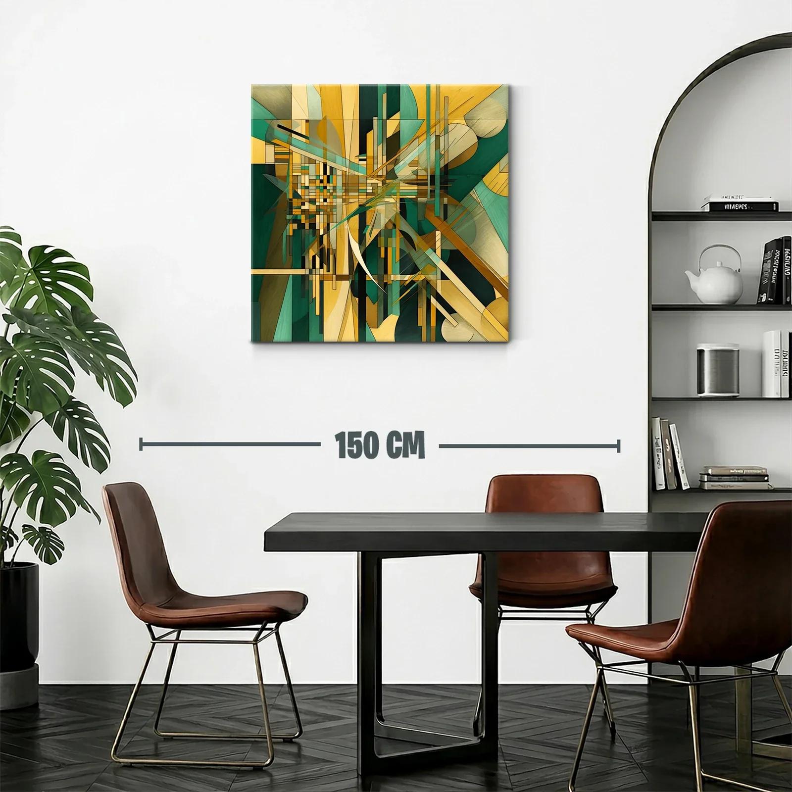 Composición abstracta en tonos verdes y dorados vibrantes — miniatura 2