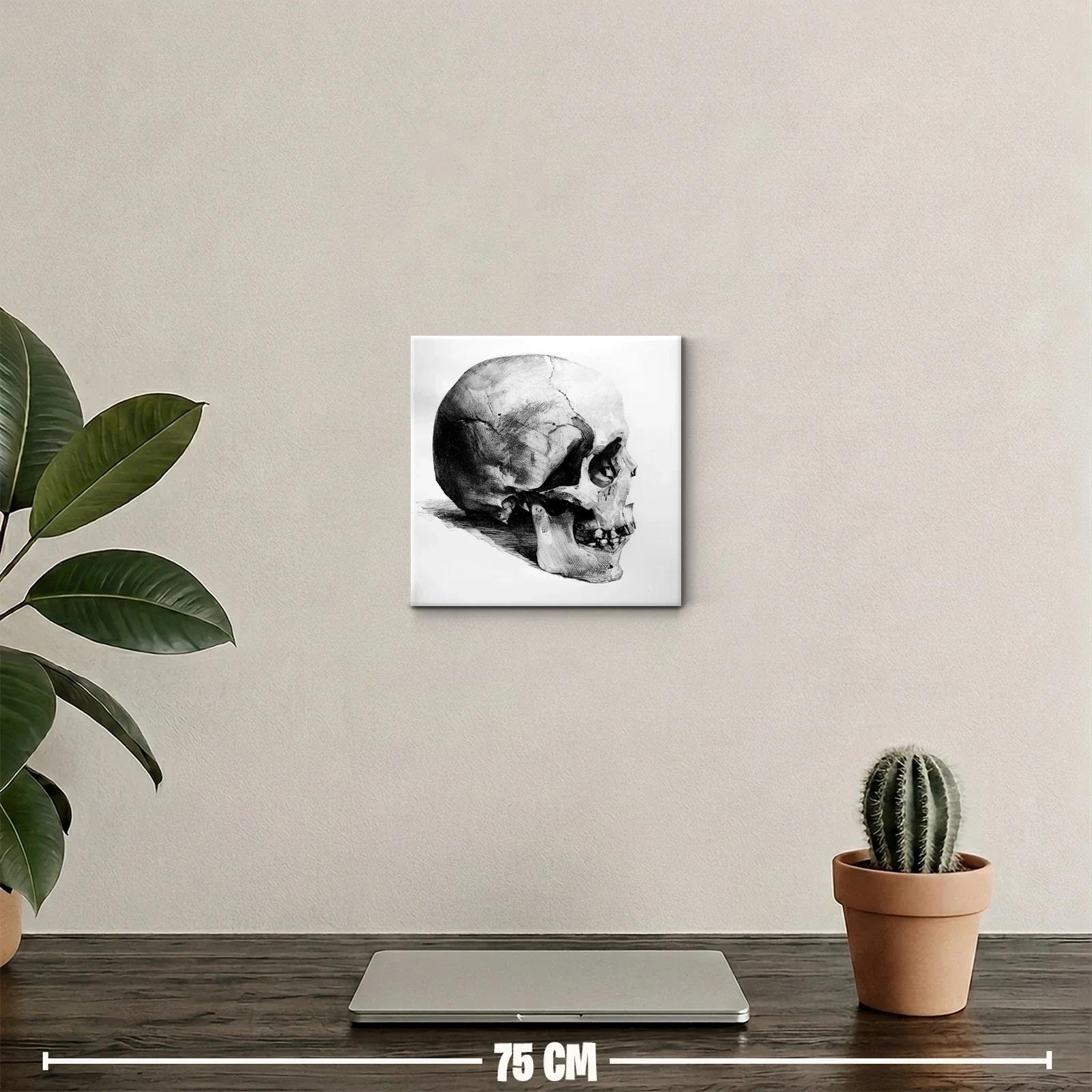 Cuadro decorativo de calavera en estilo monocromo detallado — miniatura 2