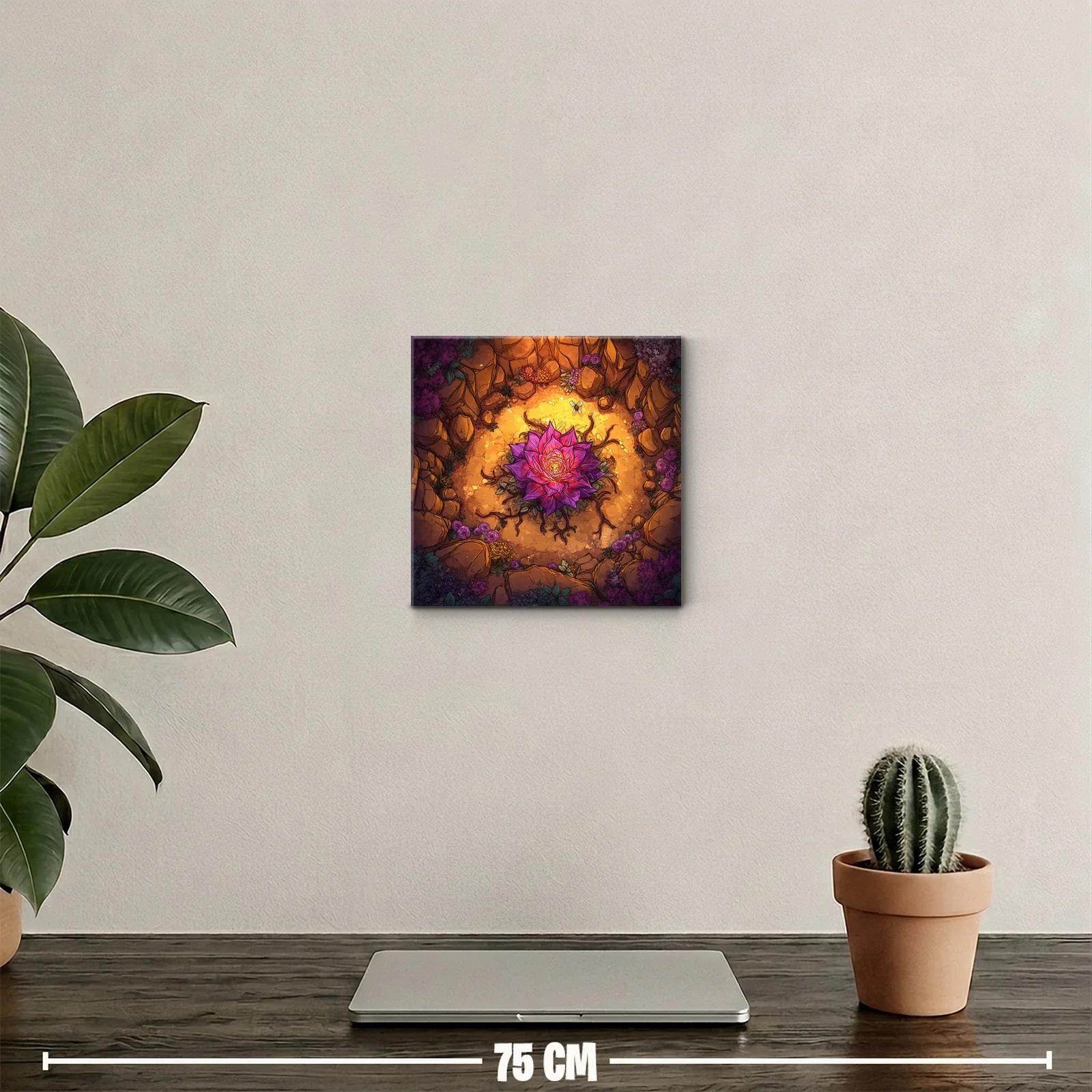 Flor luminosa rodeada de naturaleza en tonos cálidos y violetas — miniatura 2