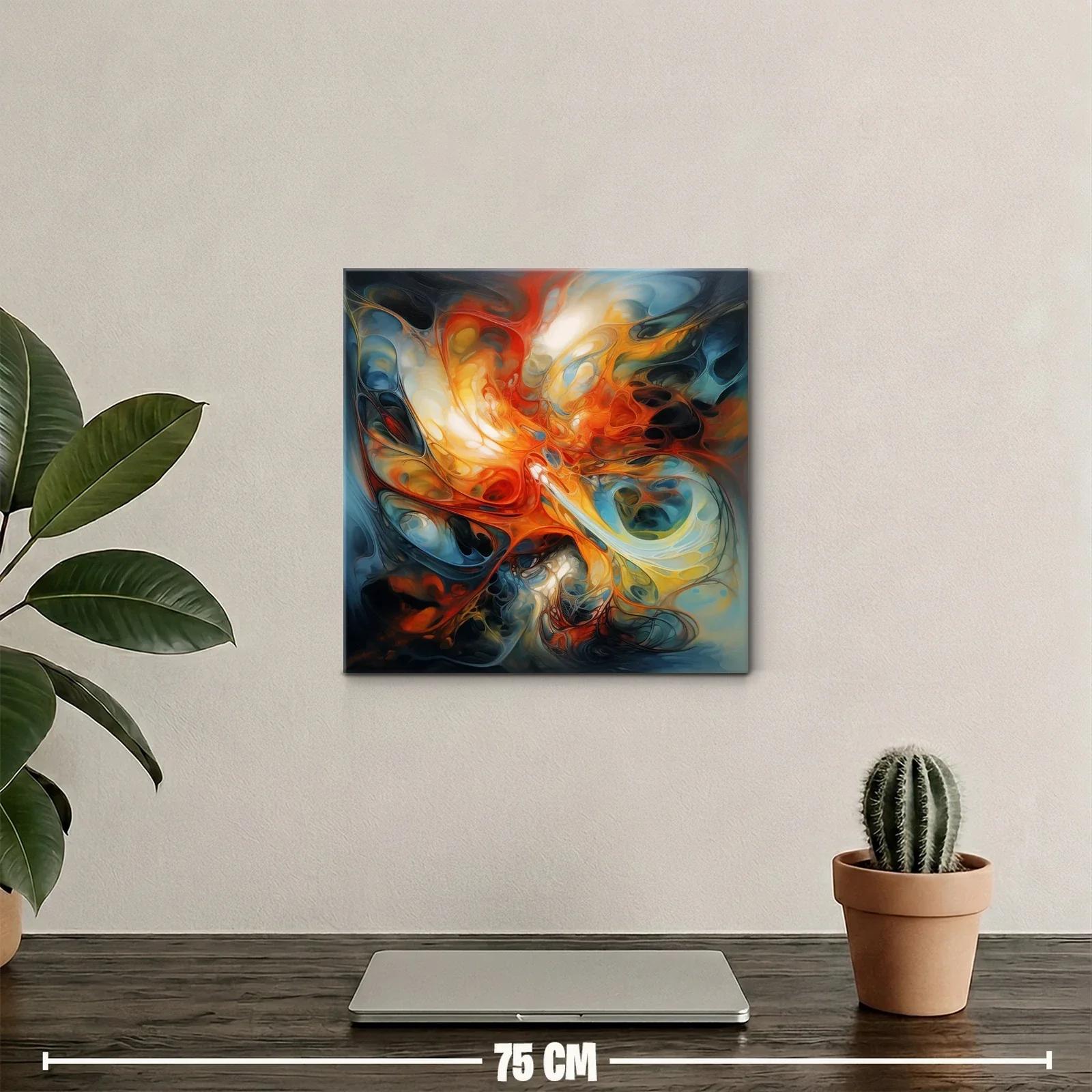 Composición abstracta de tonos cálidos y fríos en movimiento — miniatura 2