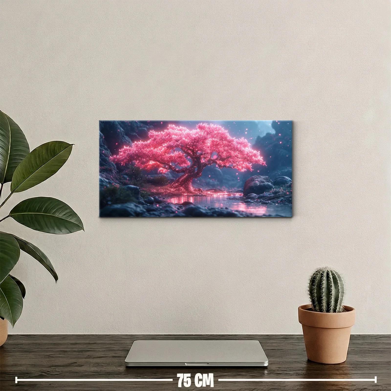Cuadro cerezo en flor reflejado en el agua — miniatura 2
