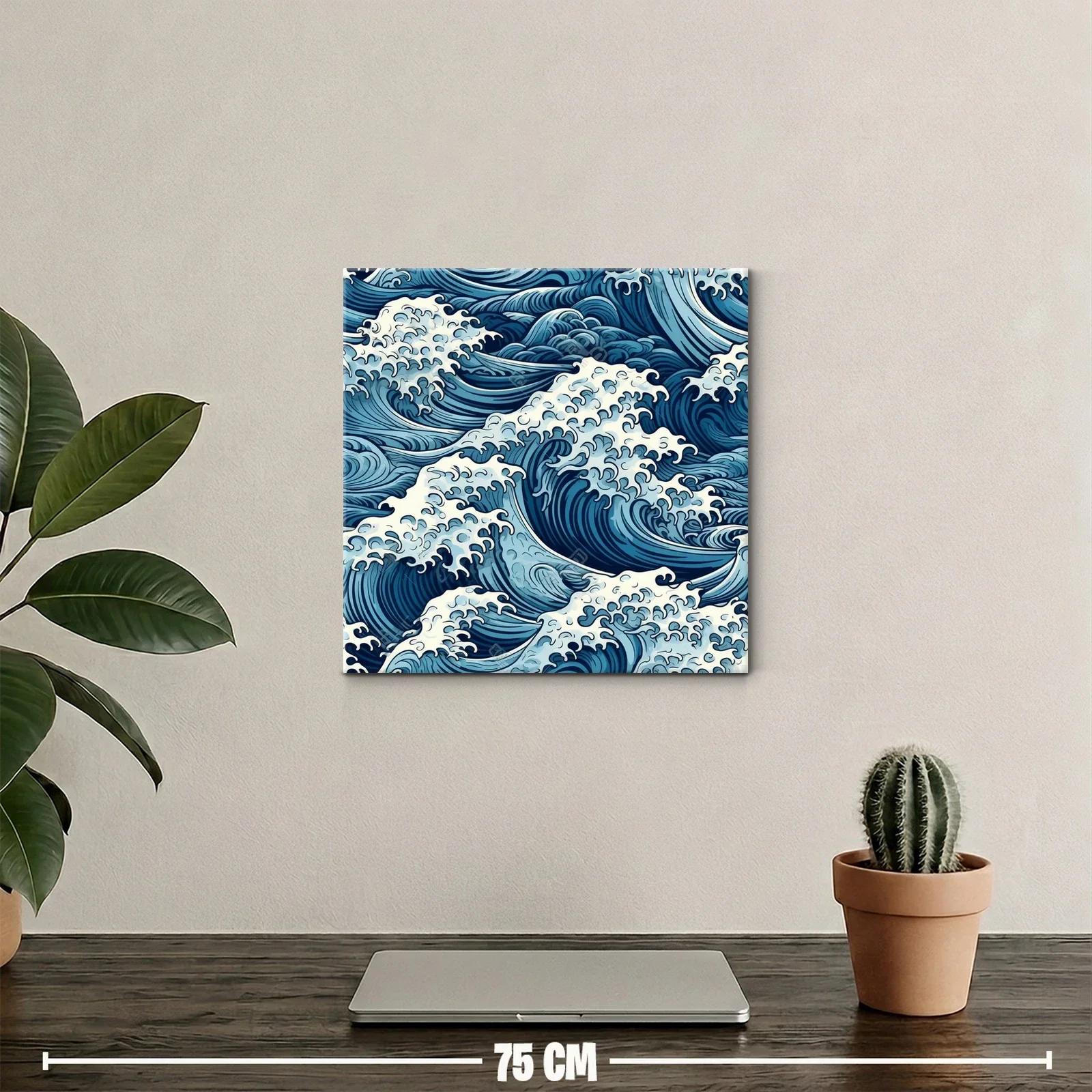 Cuadro con Motivo de Olas en Tonos Azules y Blancos — miniatura 2