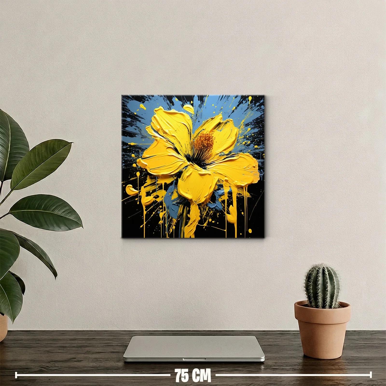 Flor explosiva en amarillo vibrante con toques azulados — miniatura 2