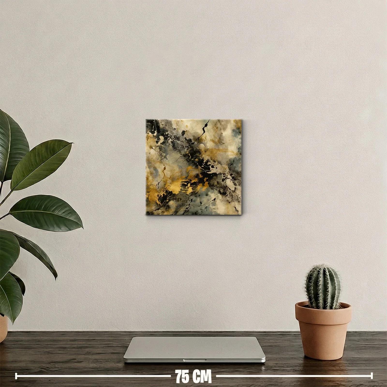 Cuadro abstracto con tonos dorados y negros para decoración sofisticada — miniatura 2