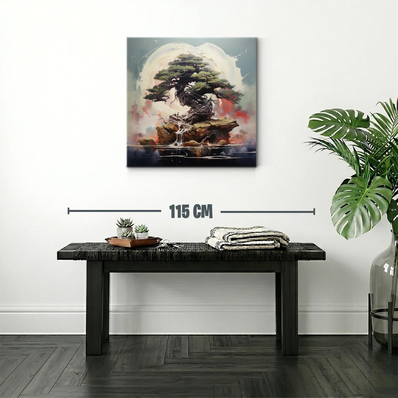 Árbol antiguo sobre rocas con fondo etéreo y luz suave — miniatura 2