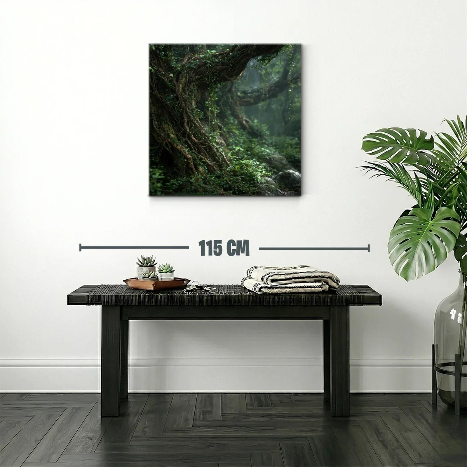 Bosque antiguo con raíces entrelazadas y follaje verde — miniatura 2