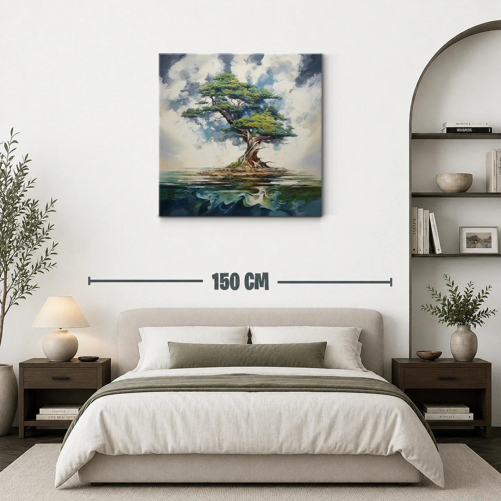 Árbol solitario con ramas expansivas sobre agua tranquila — miniatura 3