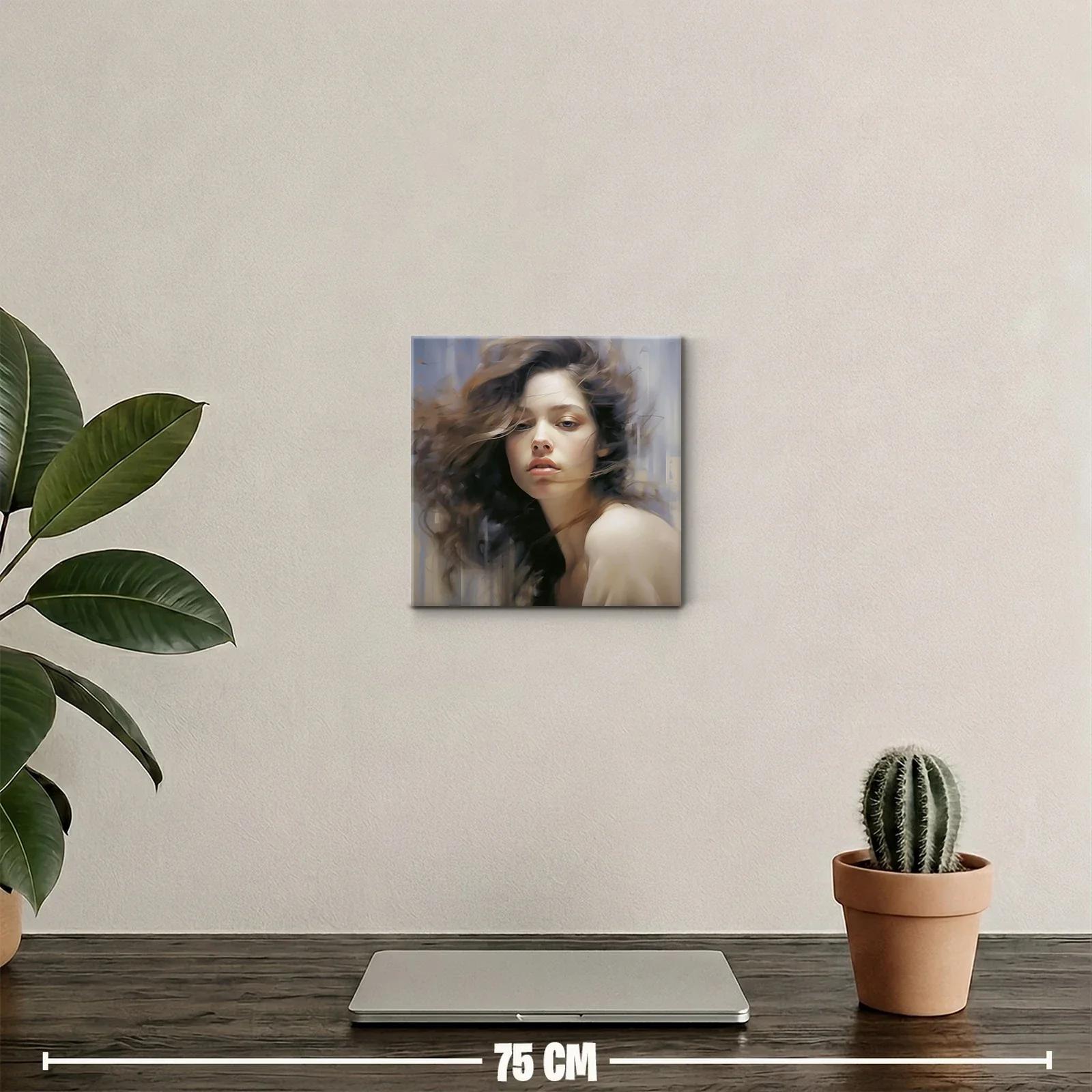 Retrato femenino expresivo con mirada intensa y melena al viento — miniatura 2