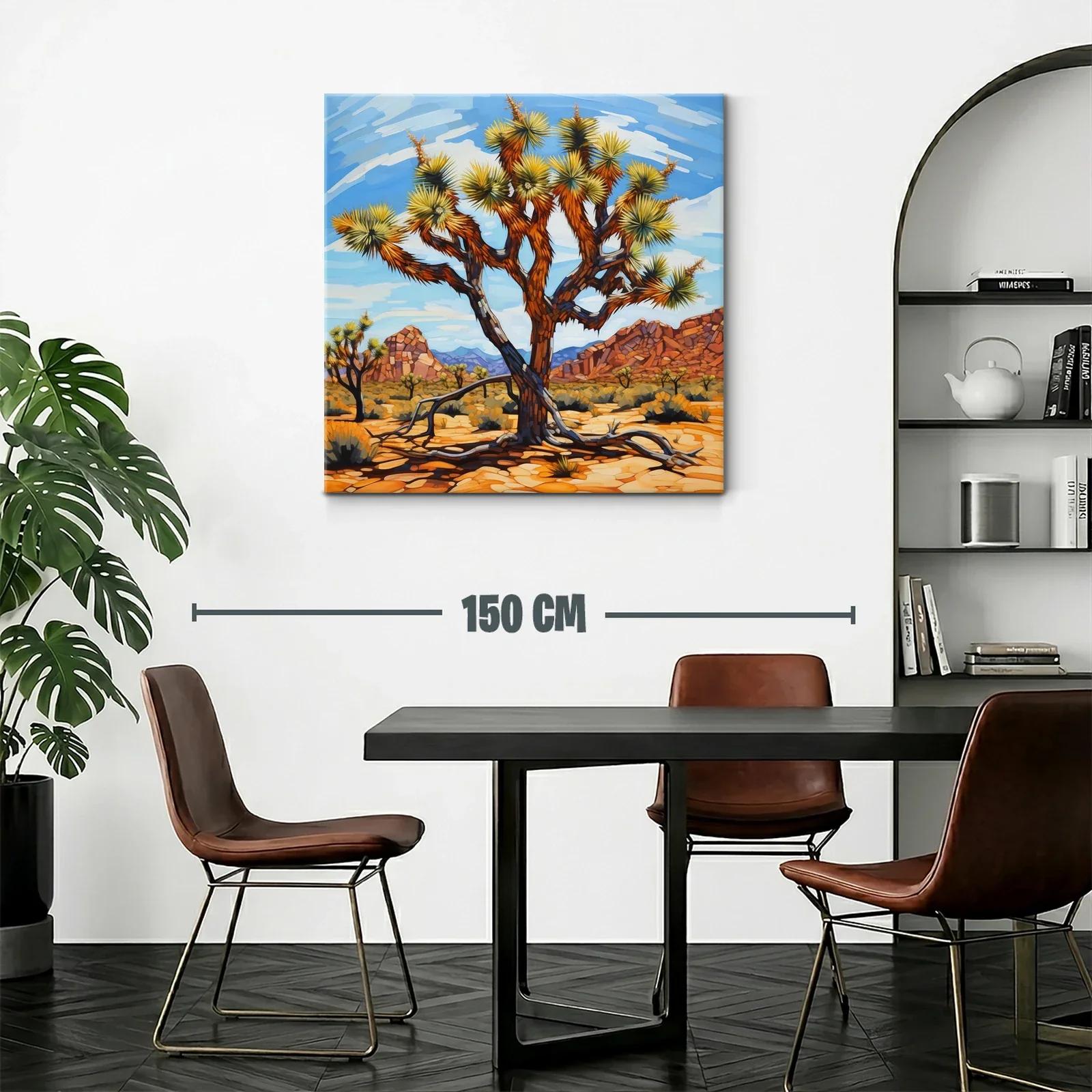 Paisaje desértico con árbol en tonos cálidos y cielos azules — miniatura 2