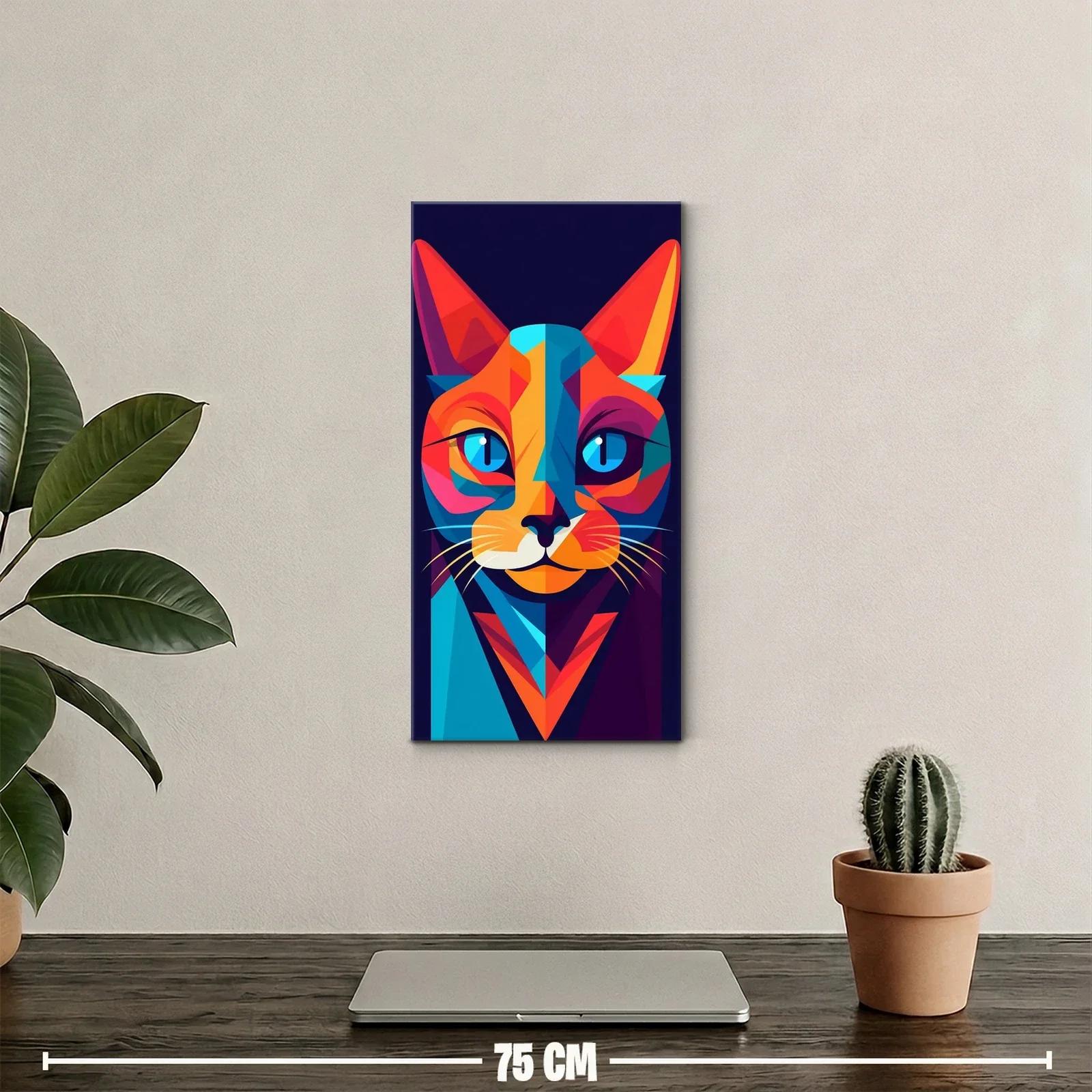Cuadro cara de gato de colores con ojos azules — miniatura 2