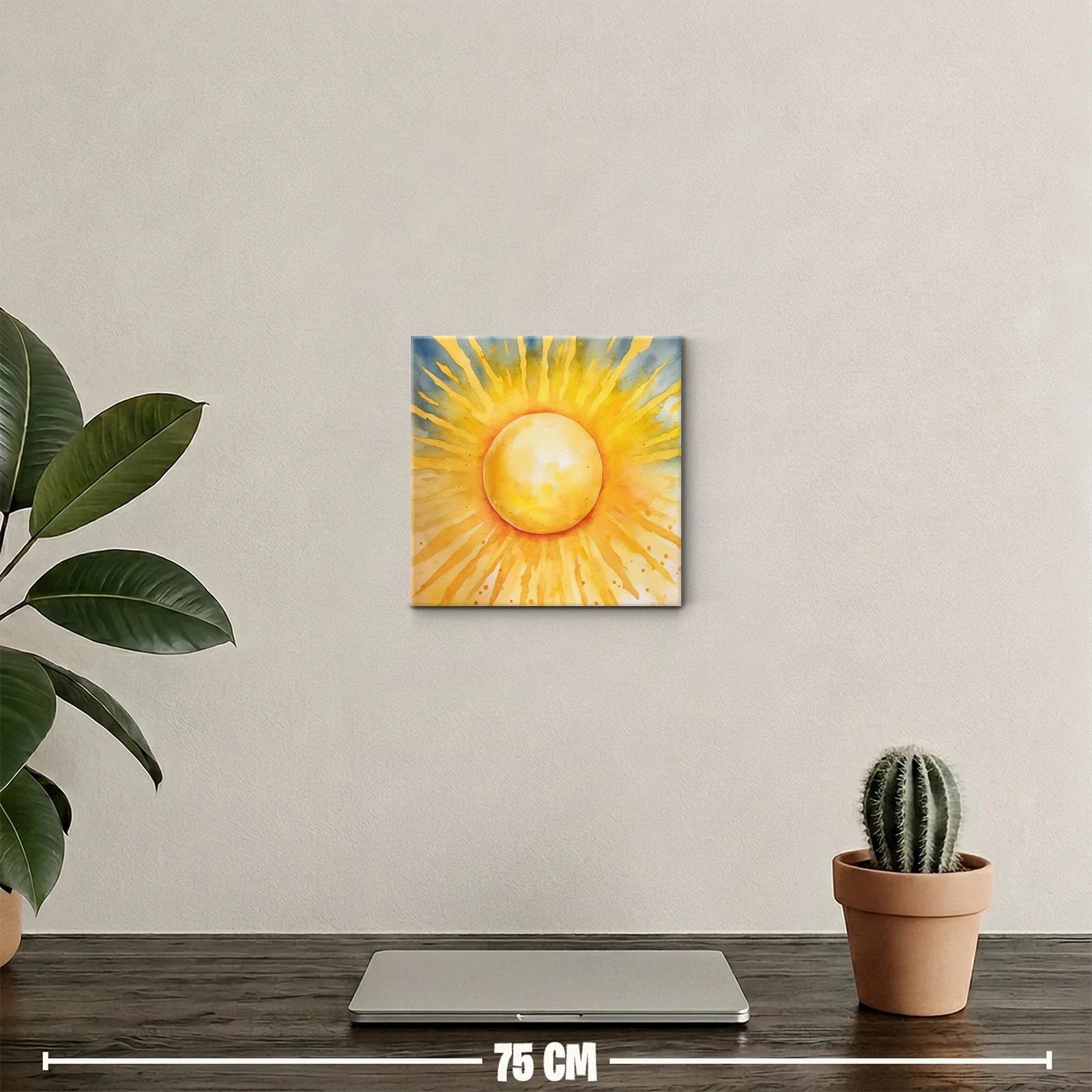 Cuadro vibrante con sol radiante en tonos cálidos — miniatura 2