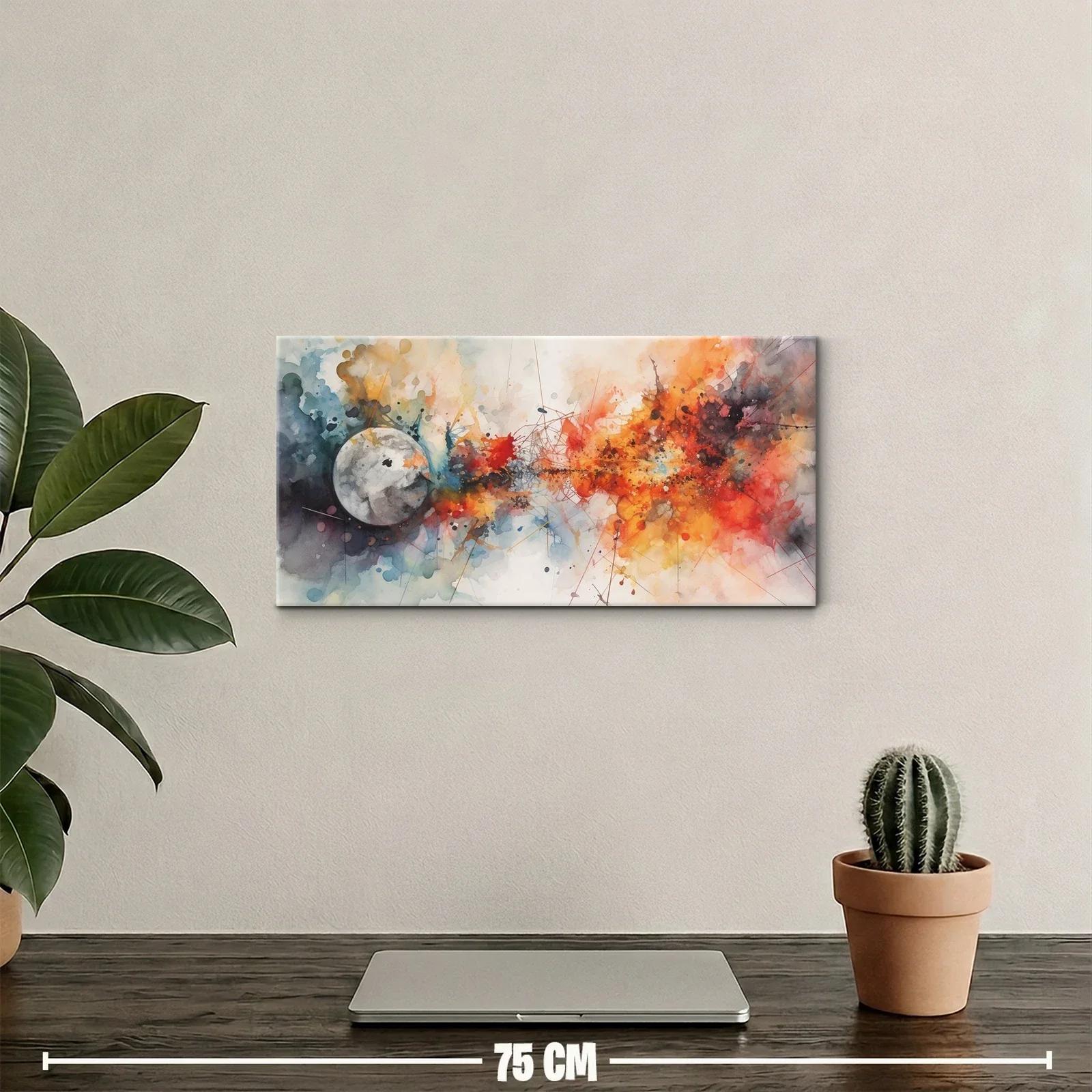 Cuadro planeta gris con salpicaduras de color — miniatura 2