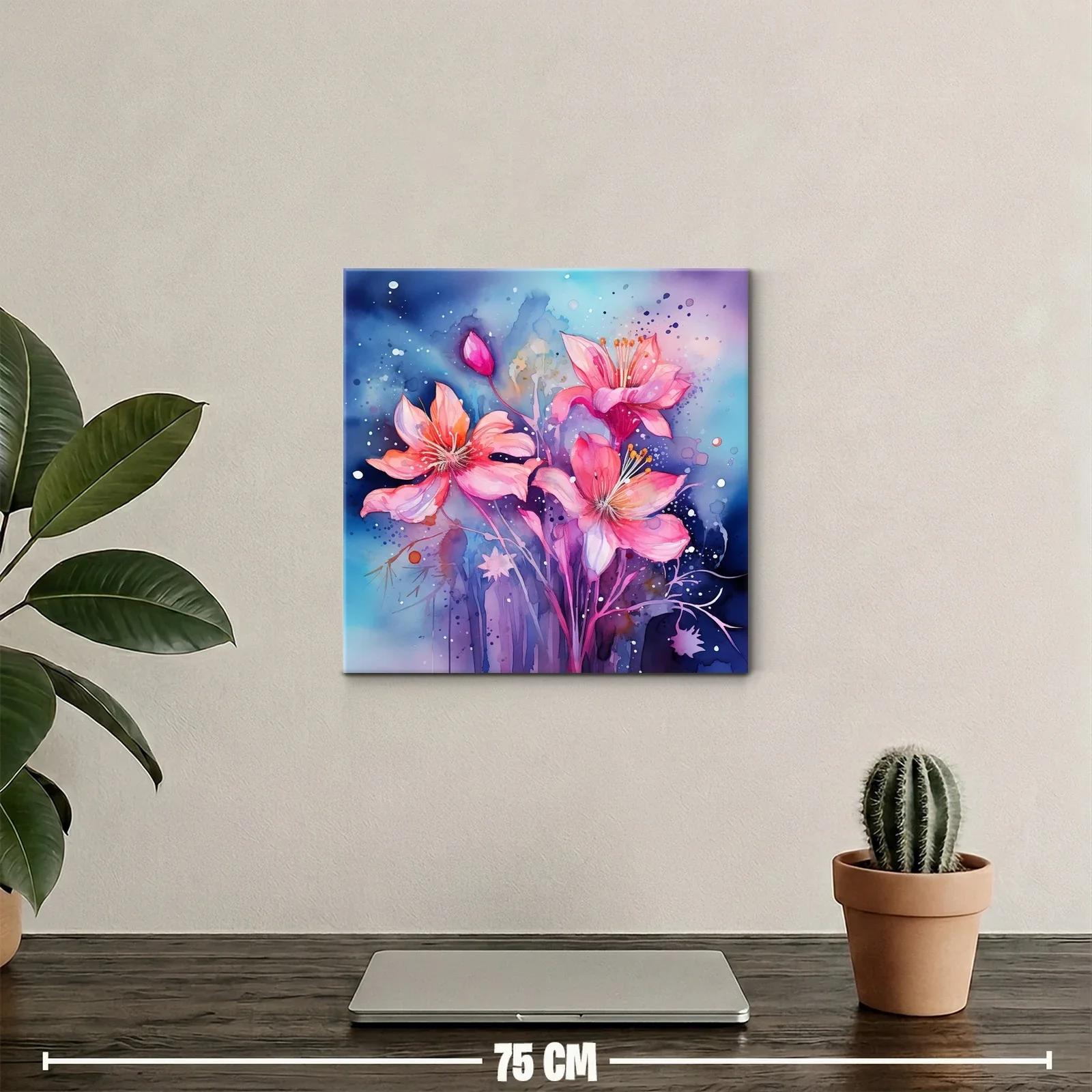 Flores vibrantes en tonos rosa y azul profundo — miniatura 2
