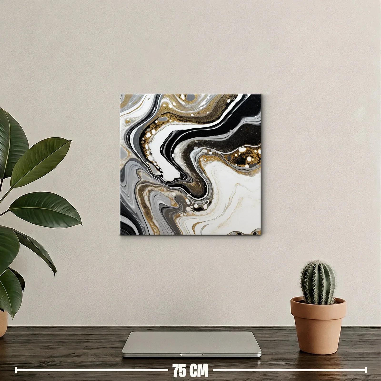 Abstracción en tonos negro blanco y dorado elegante y moderna — miniatura 2