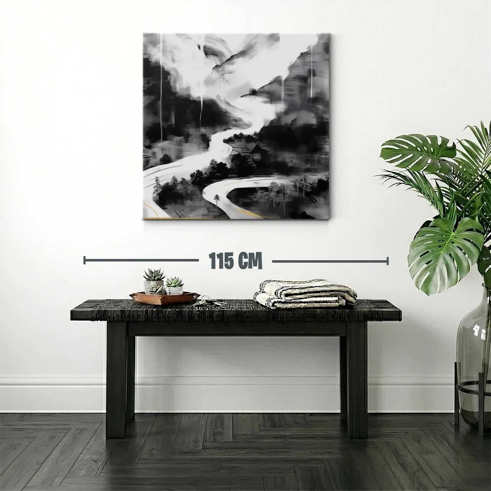 Paisaje abstracto en tonos grises con sinuoso camino — miniatura 2