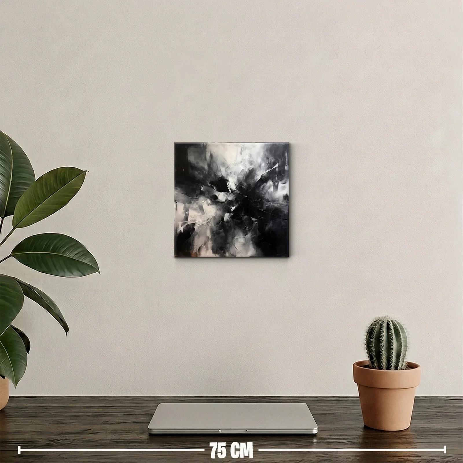 Cuadro abstracto en blanco y negro con impacto visual — miniatura 2