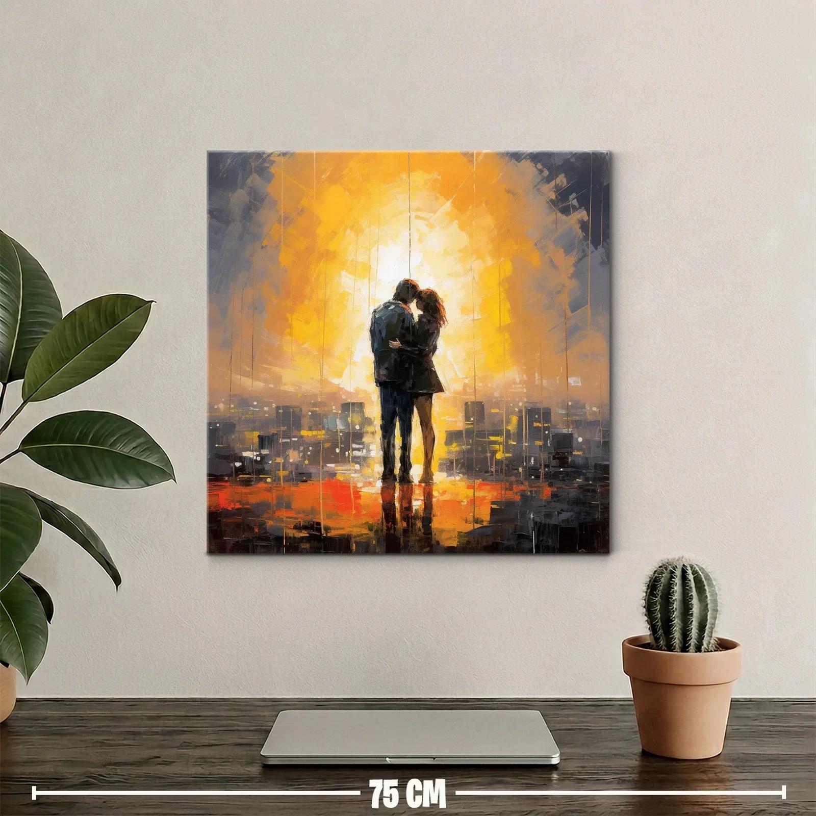 Escena romántica al atardecer con tonos cálidos y urbanos — miniatura 2
