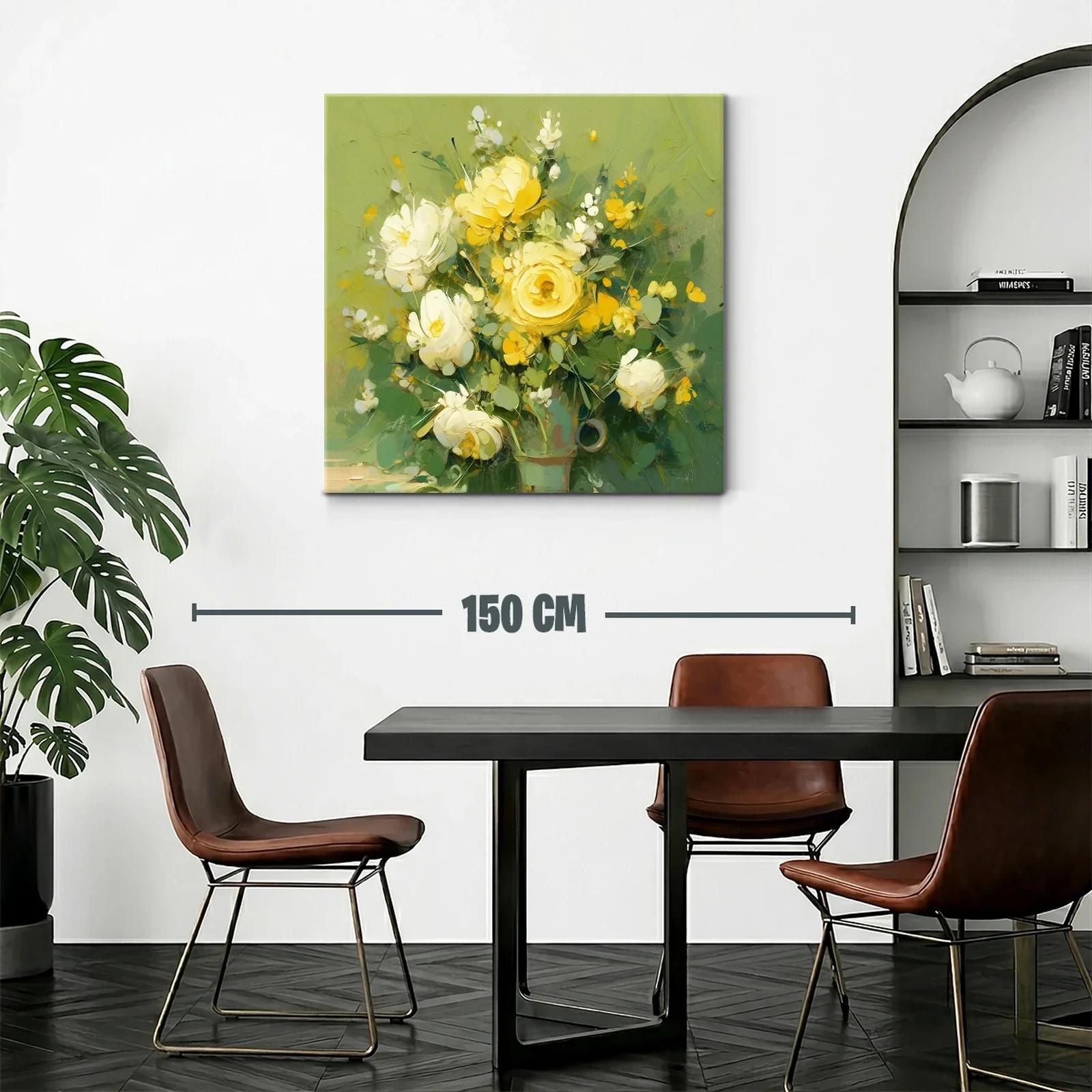 Cuadro floral con vibrantes tonos amarillos y verdes — miniatura 2
