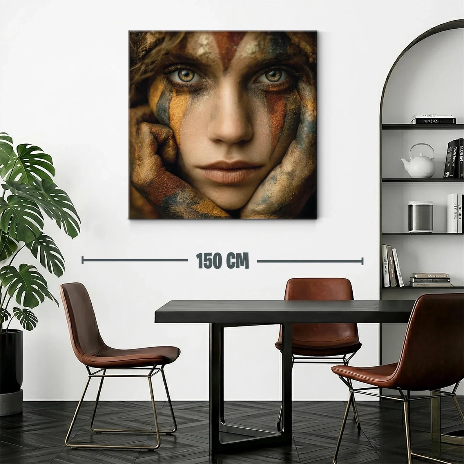 Retrato expresivo con rostro pintado en tonos cálidos — miniatura 2