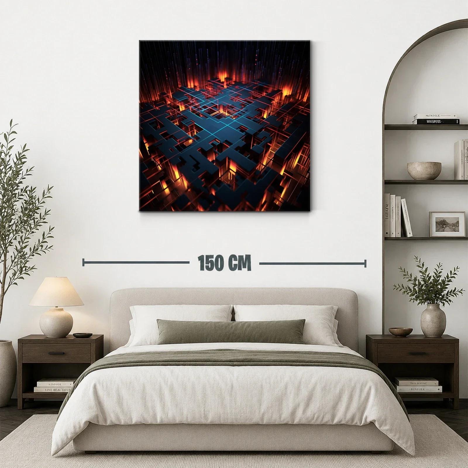 Abstracto geométrico con luces cálidas y líneas azules — miniatura 3