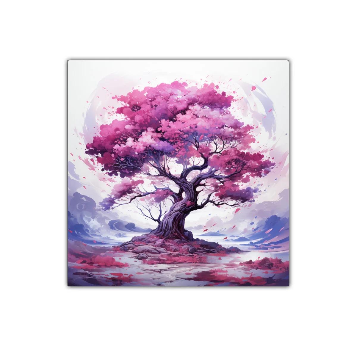Árbol en tonos rosa y púrpura vibrante para decorar