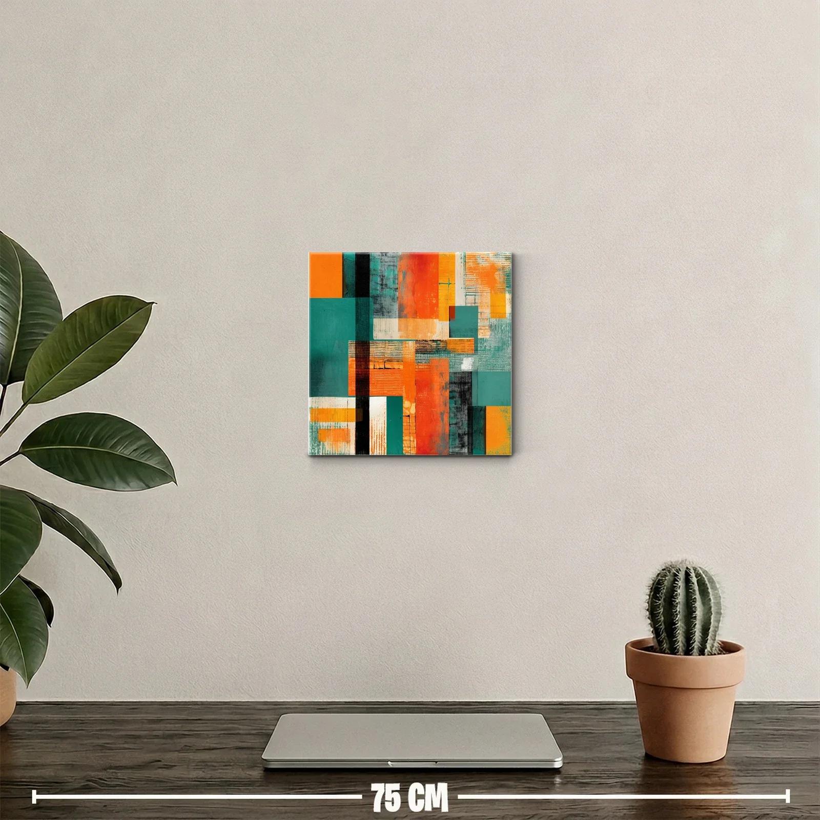 Composición abstracta con bloques en tonos cálidos y fríos — miniatura 2