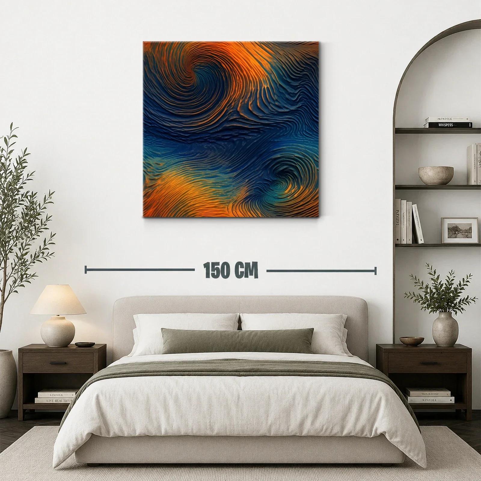 Cuadro abstracto con remolinos en tonos cálidos y profundos — miniatura 3
