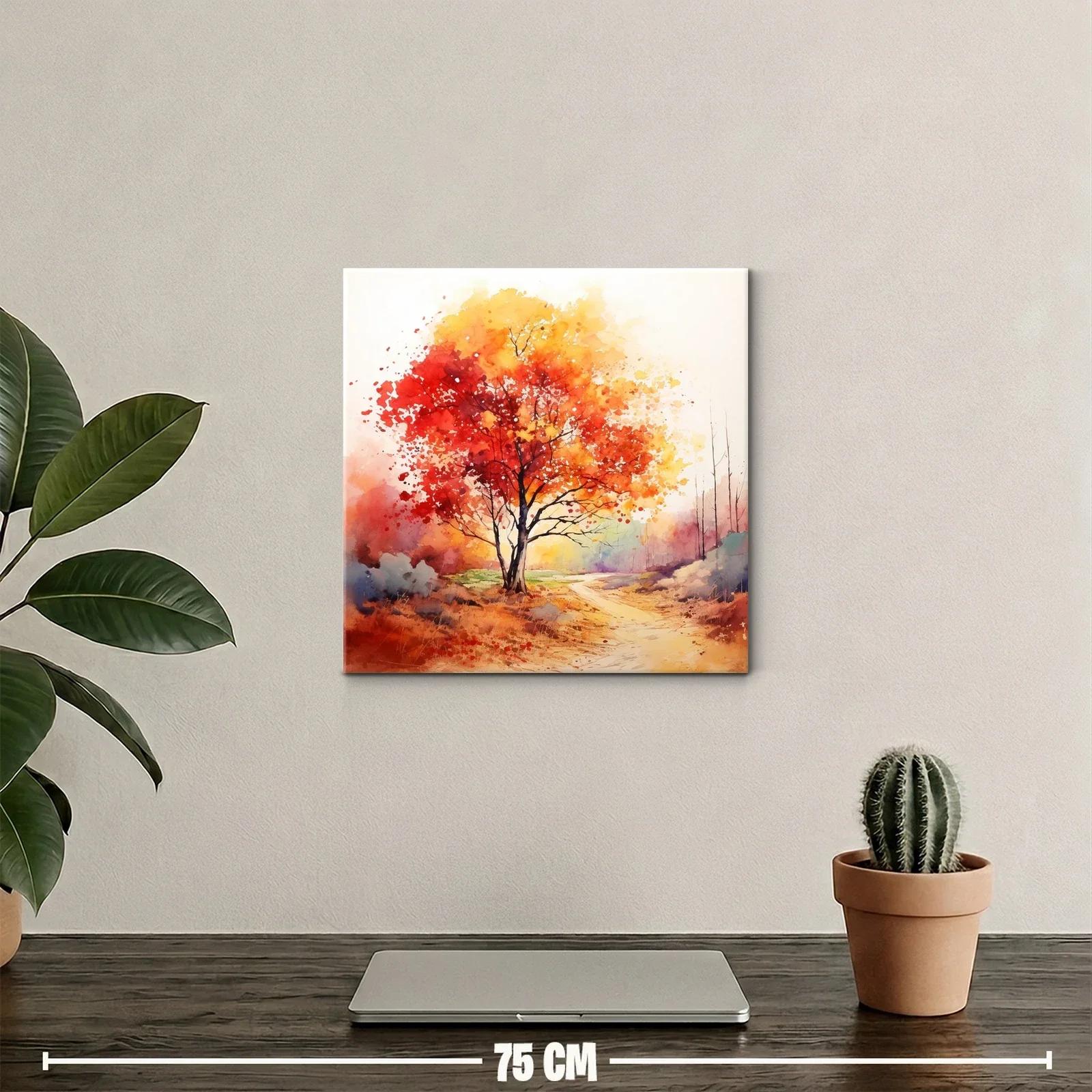 Árbol otoñal con tonos cálidos y camino sereno — miniatura 2