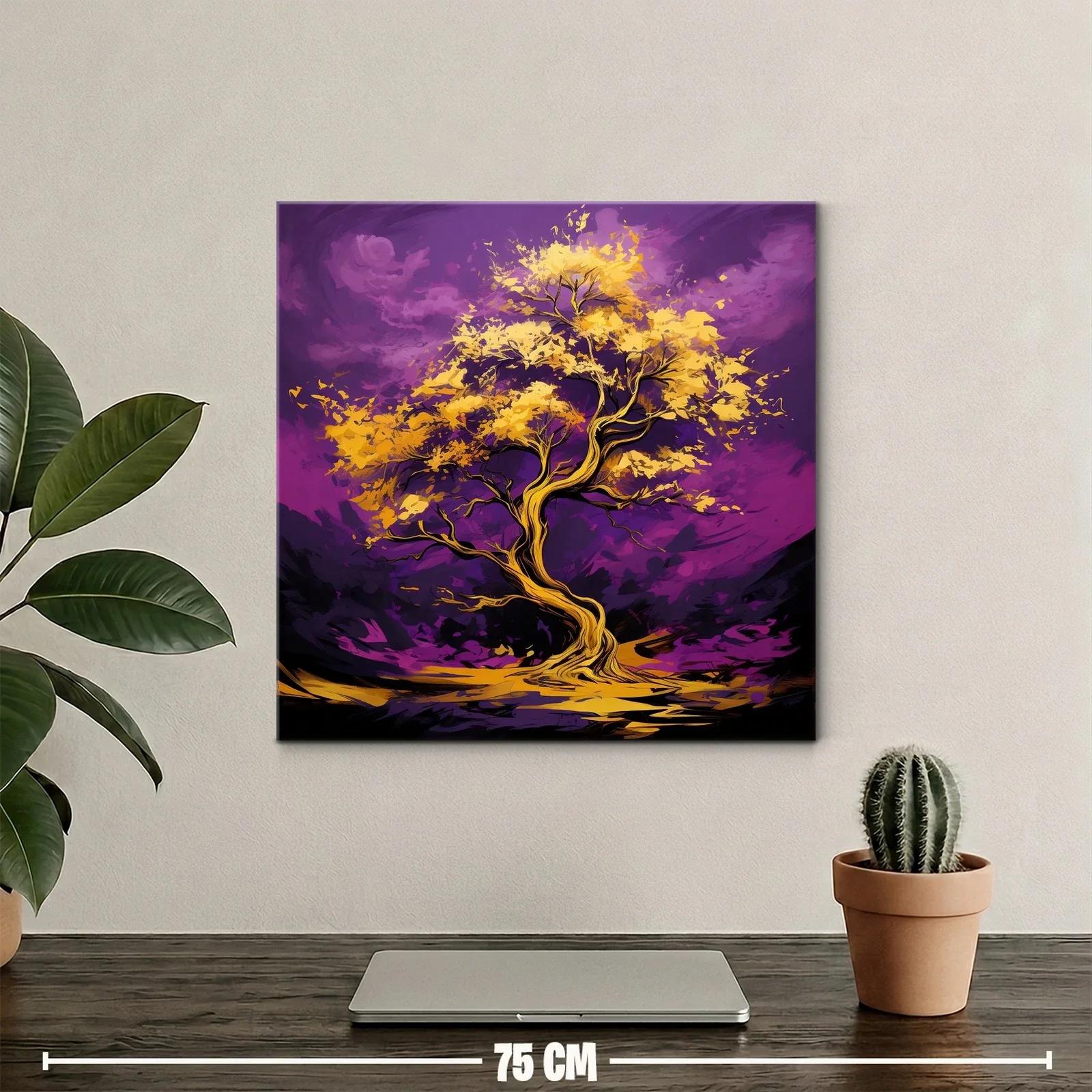 Árbol dorado sobre fondo púrpura vibrante — miniatura 2