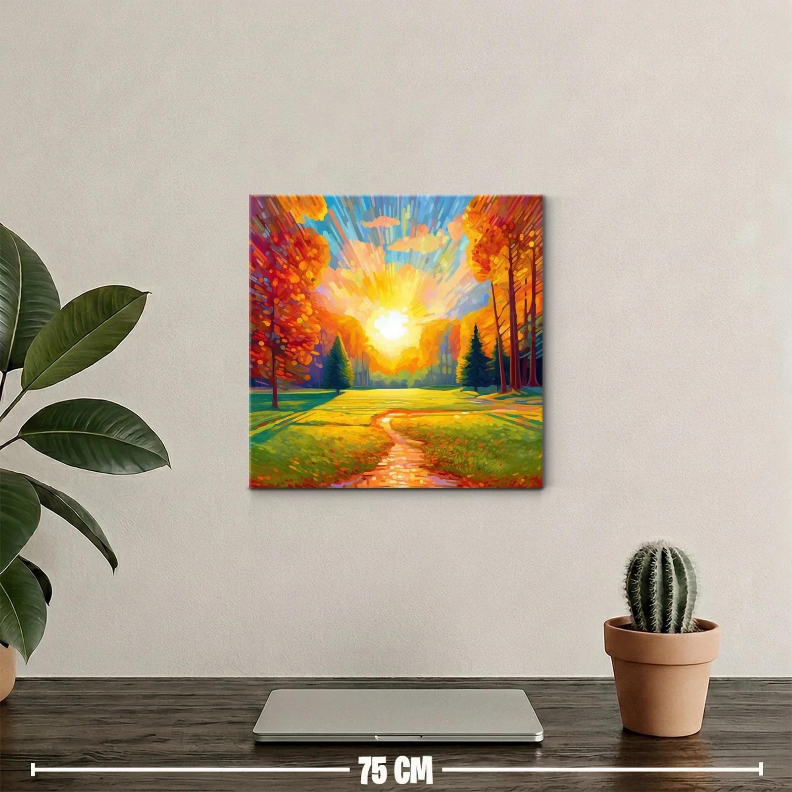 Camino iluminado por el sol entre árboles otoñales — miniatura 2
