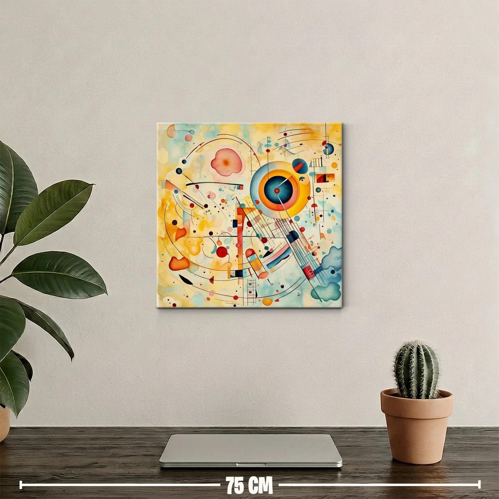 Cuadro abstracto con formas circulares y líneas dinámicas — miniatura 2