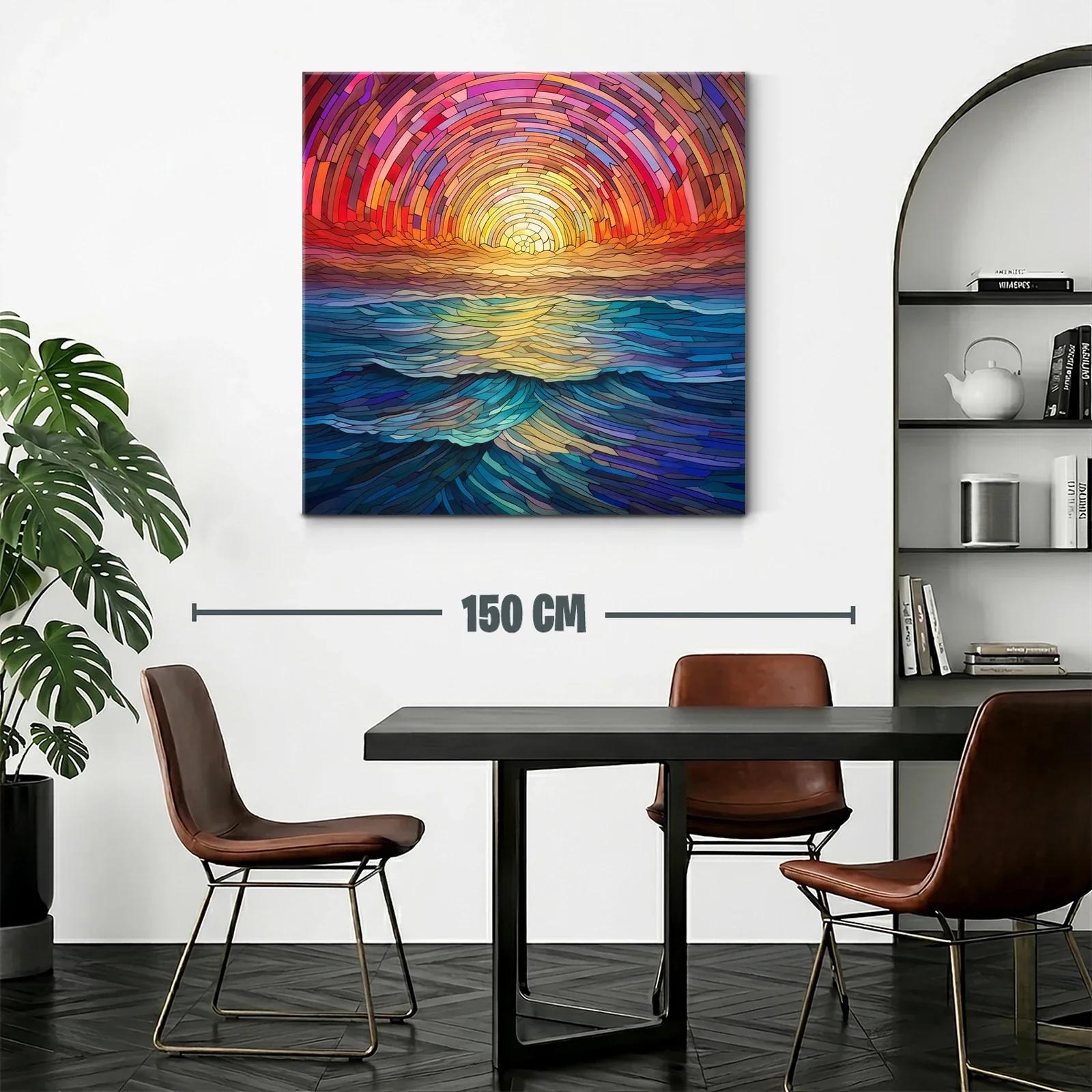 Atardecer vibrante sobre olas en tonos cálidos y azules — miniatura 2
