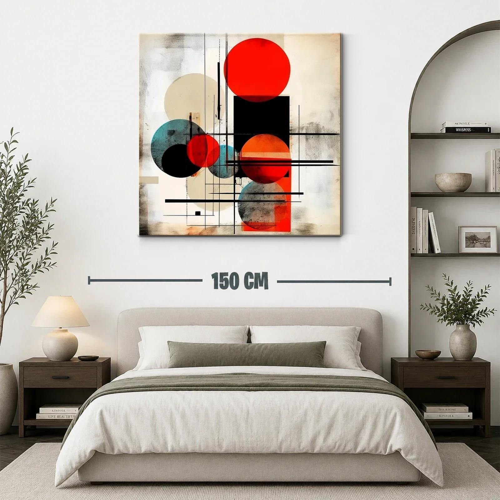 Composición geométrica con círculos rojo y azul vibrante — miniatura 3