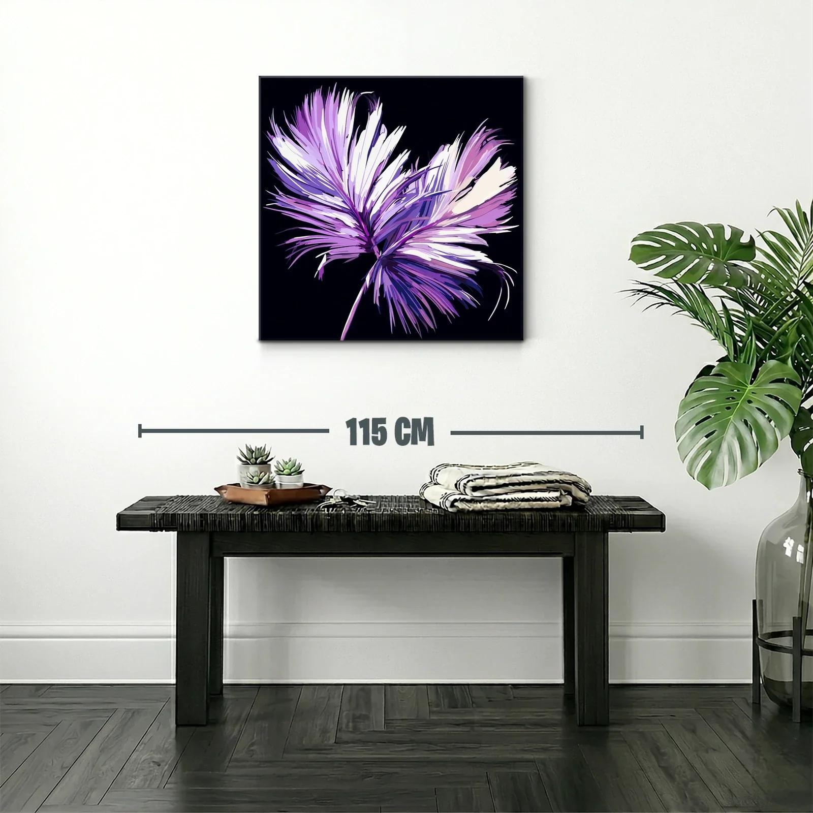 Flor abstracta en tonos lilas y violetas sobre fondo oscuro — miniatura 2