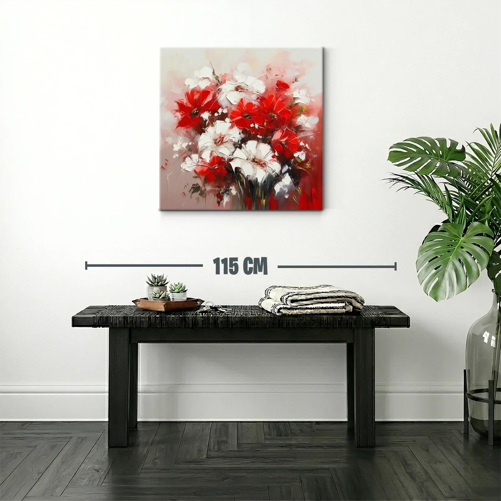 Flores vibrantes en rojo y blanco con fondo suave — miniatura 2