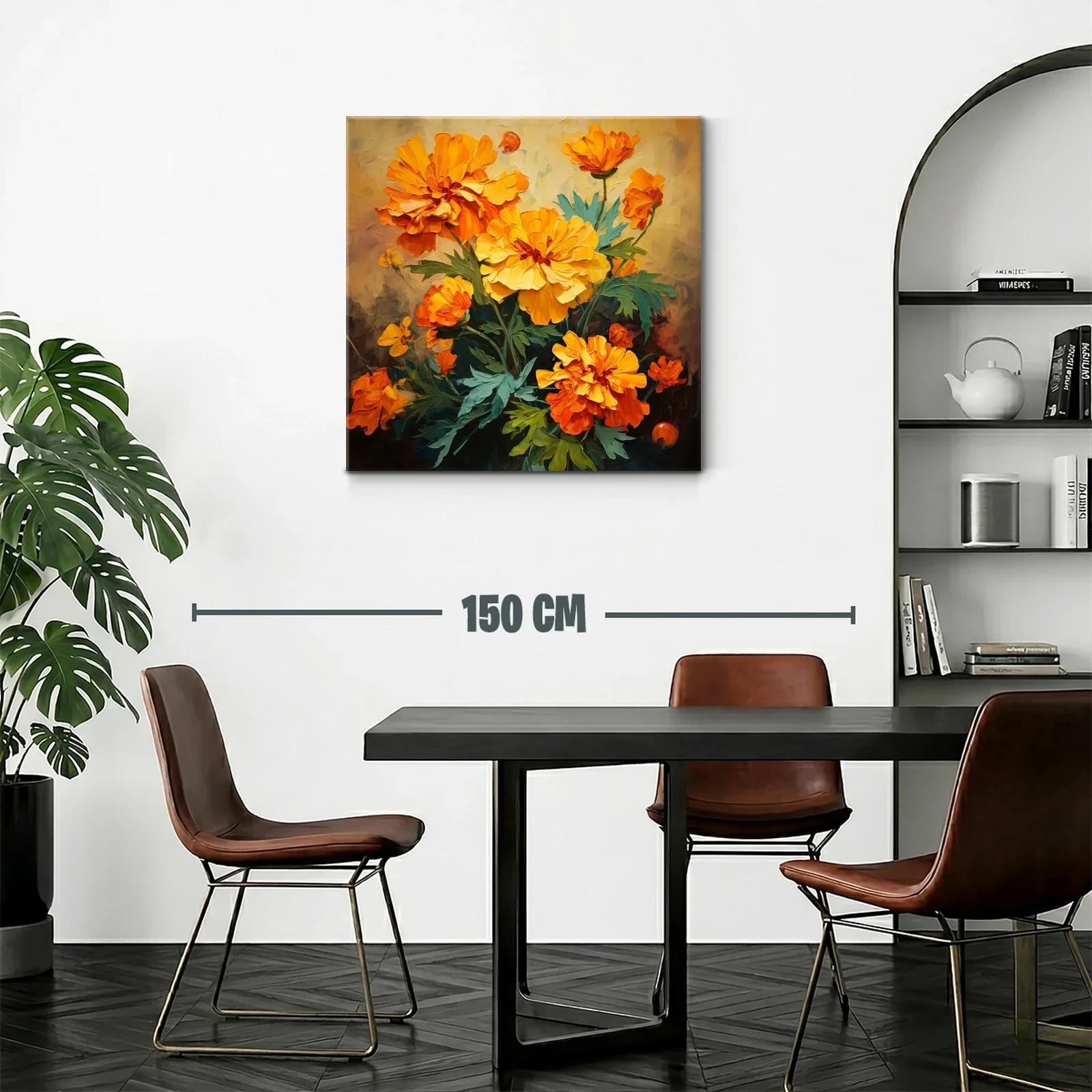 Ramo vibrante con flores naranjas y amarillas sobre fondo suave — miniatura 2