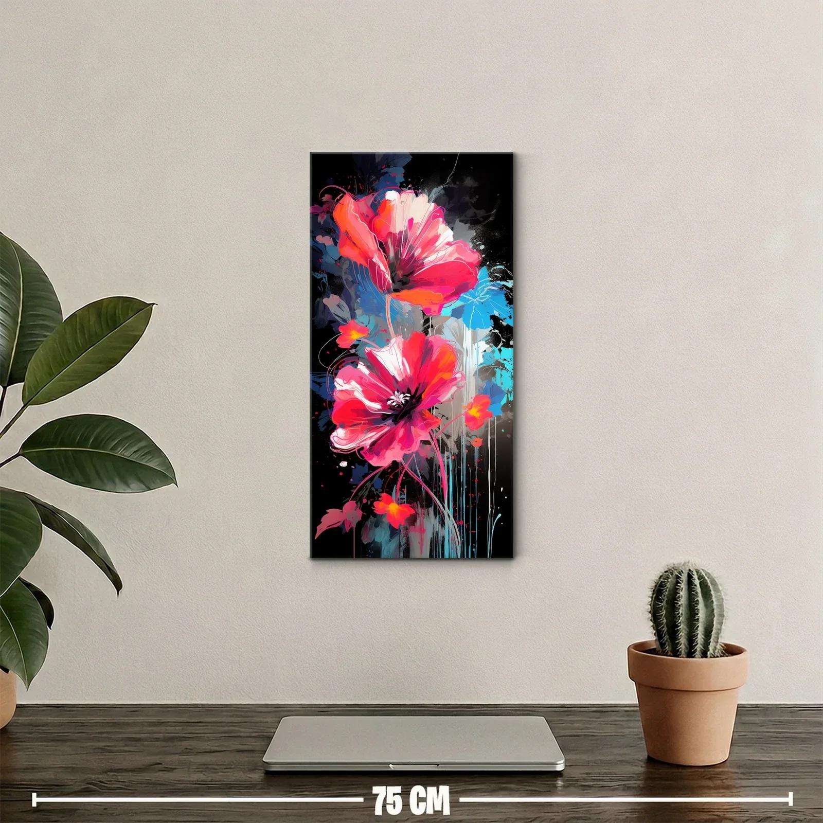 Cuadro amapolas rosas con goteos y salpicaduras — miniatura 2