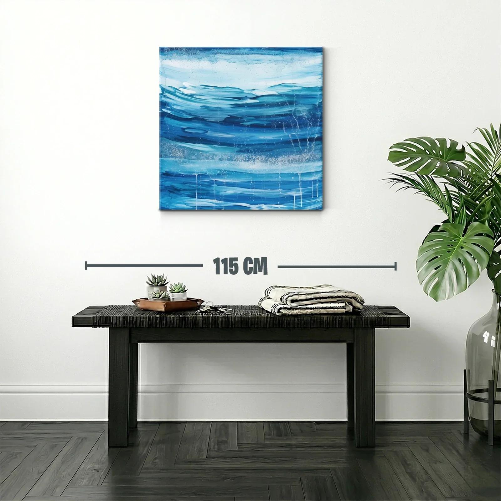 Cuadro abstracto inspirado en el movimiento del agua azul — miniatura 2
