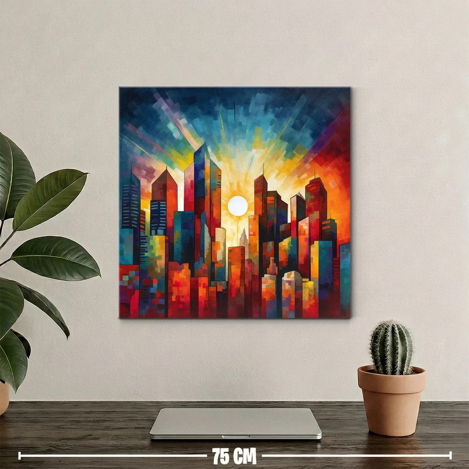 Atardecer vibrante sobre la ciudad iluminada — miniatura 2