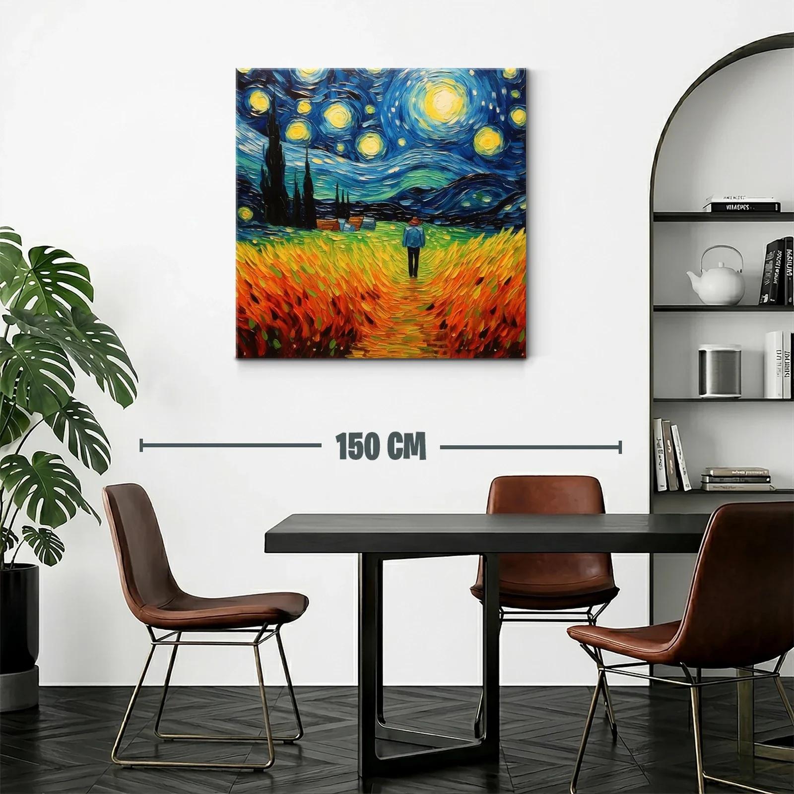 Paisaje Nocturno con Cielo Estrellado y Campo Dorado — miniatura 2
