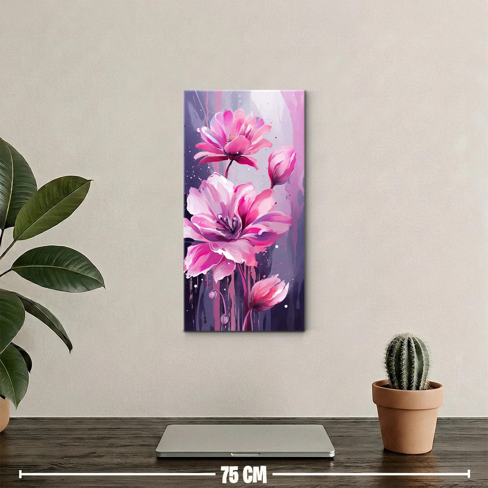 Cuadro magnolias rosadas con capullos y salpicaduras acuareladas — miniatura 2