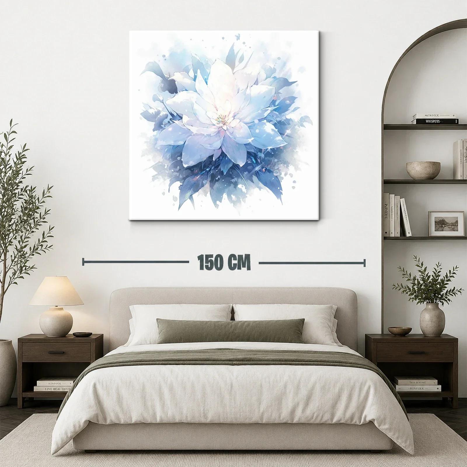 Flor blanca luminosa con tonos azules y ambiente etéreo — miniatura 3