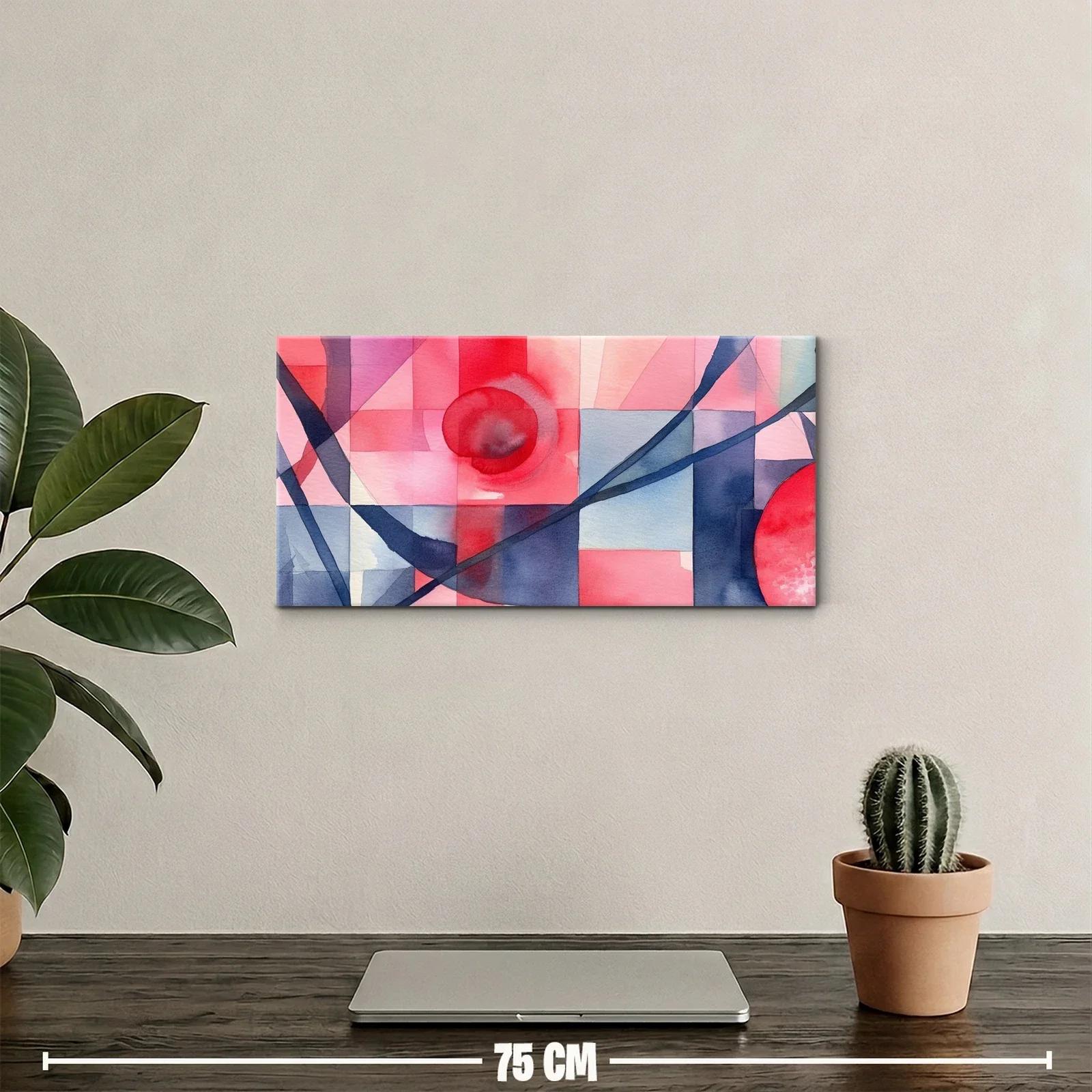 Cuadro composición geométrica abstracta con círculos rojos — miniatura 2