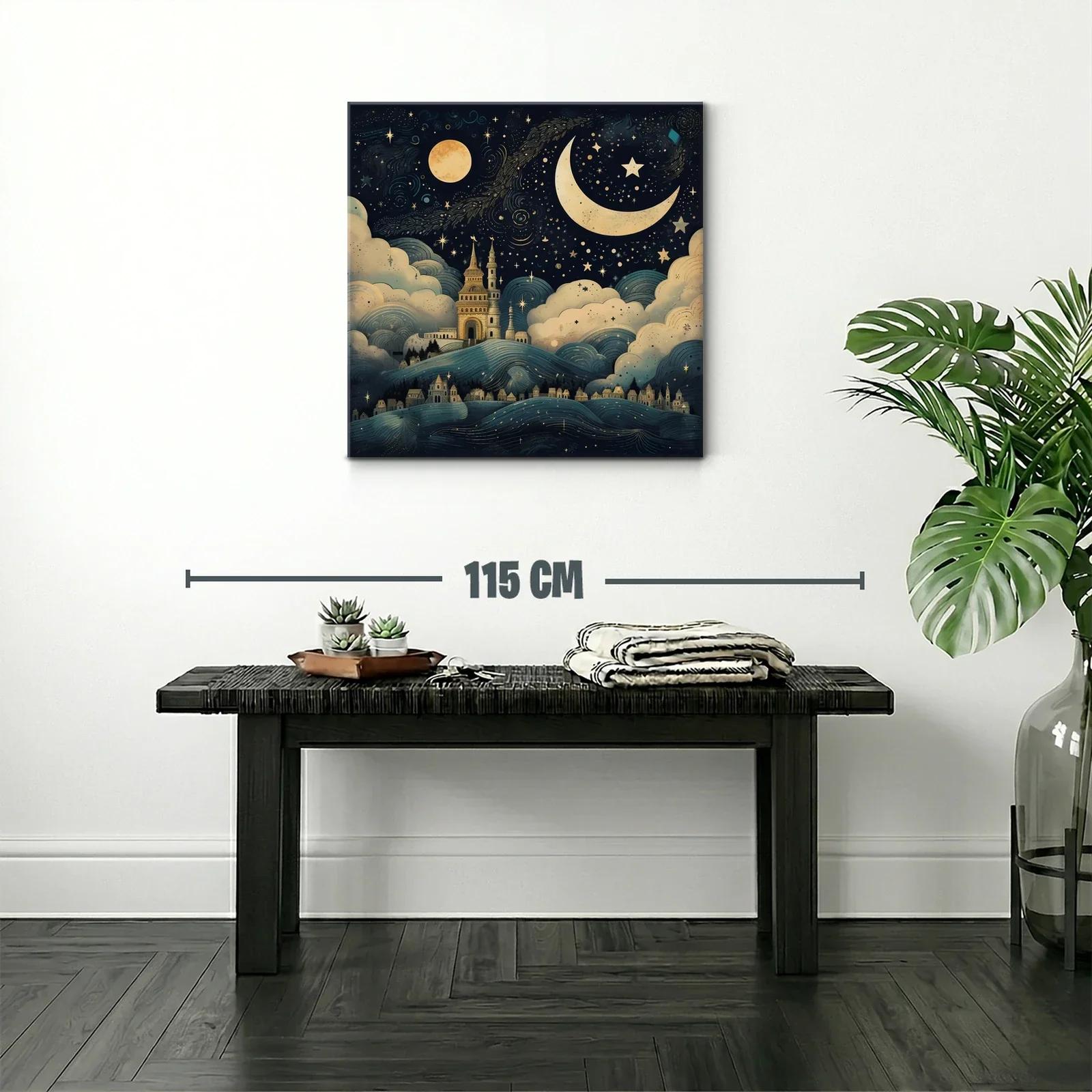 Paisaje nocturno con castillo y cielo estrellado mágico — miniatura 2