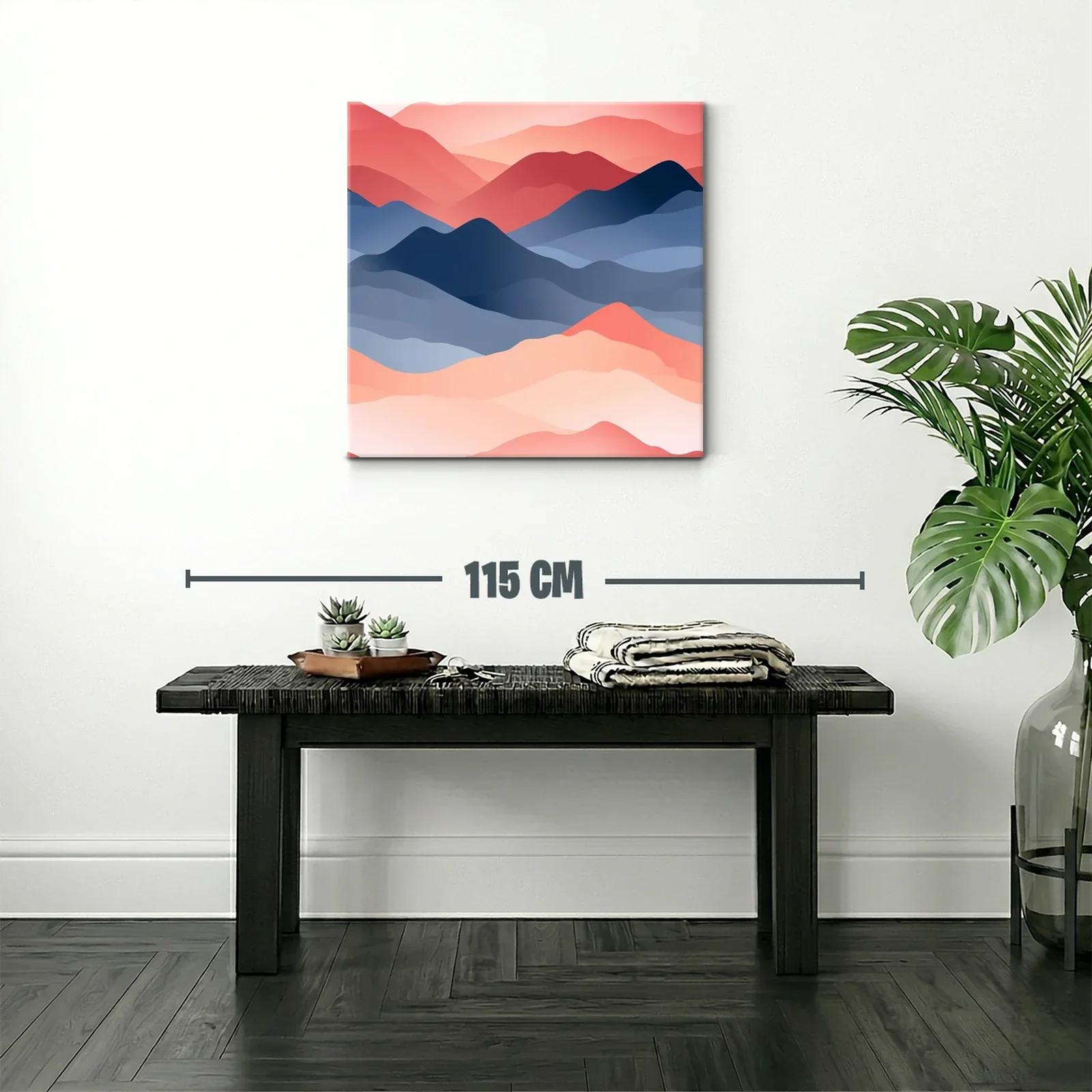 Paisaje abstracto de montañas en tonos cálidos y azules — miniatura 2